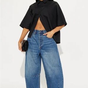 Barrel Leg Jeans - Medium Wash